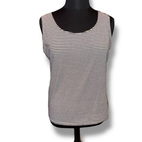 TALBOTS 180 Two-Way Tank Belleville Stripe - INDIGO BLUE/WHITE 2X - Picture 2 of 12